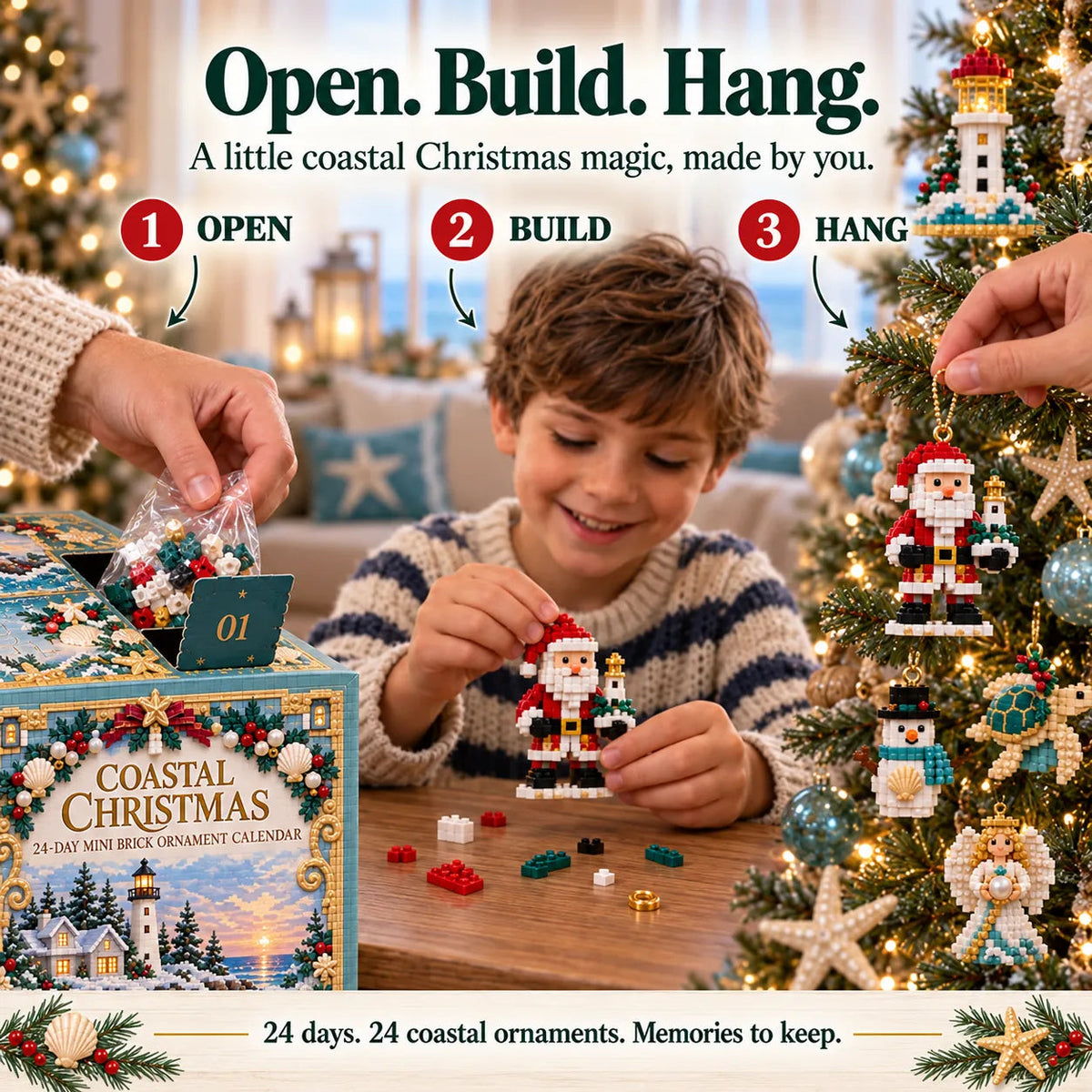 ✨ 🌊 Coastal Christmas 24-day Mini Acrylic Ornament Advent Calendar