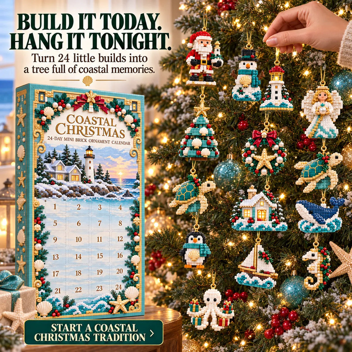 ✨ 🌊 Coastal Christmas 24-day Mini Acrylic Ornament Advent Calendar