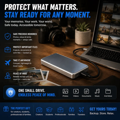 🔥 LAST DAY 49% OFF-Portable External SSD – Protect Your Photos, Videos & Important Files