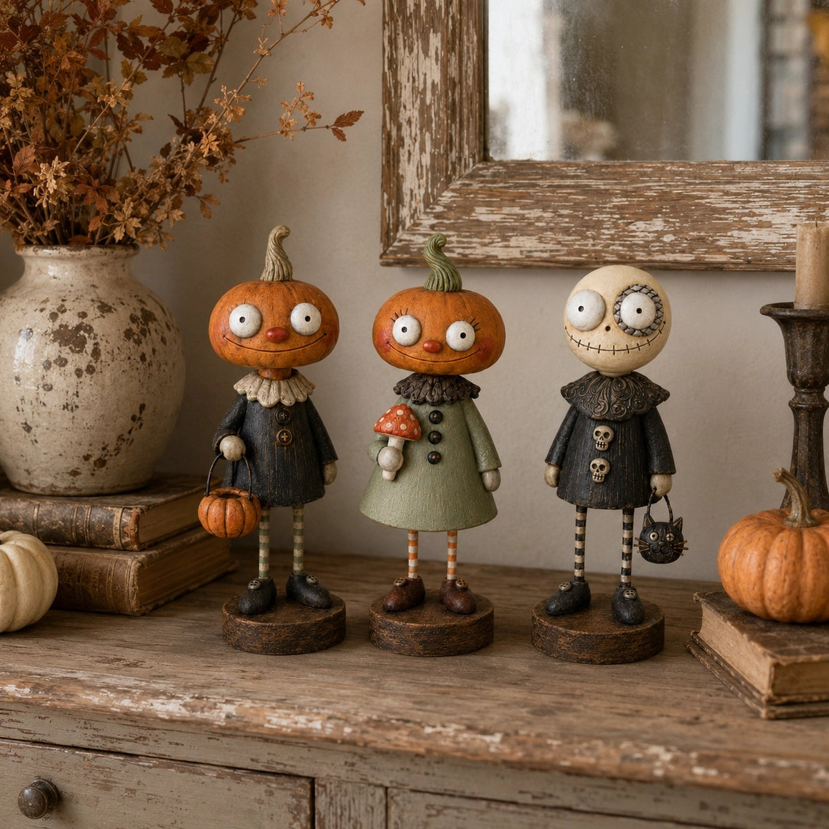 Primitive Pumpkin Friends – Vintage Halloween Figurines Collection