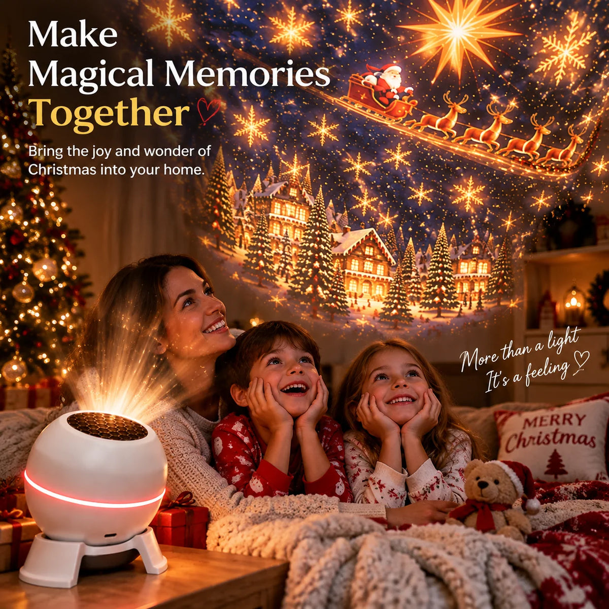 🔥LAST DAY 49% OFF -🎄 Magical Christmas Projection Night Light – Transform Any Room Into A Holiday Wonderland