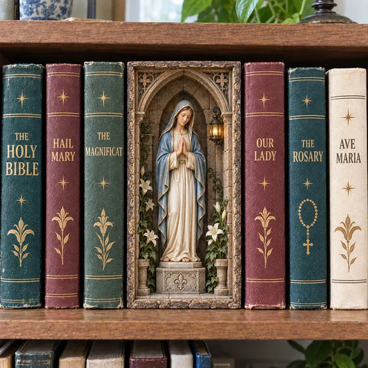 Hot-selling item at 49% off🙏 Virgin Mary Lighted Book Nook – Sacred Chapel Bookshelf Decor