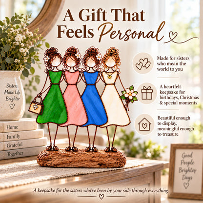Side By Side Sisters Stained Glass-inspired Friendship Figurine