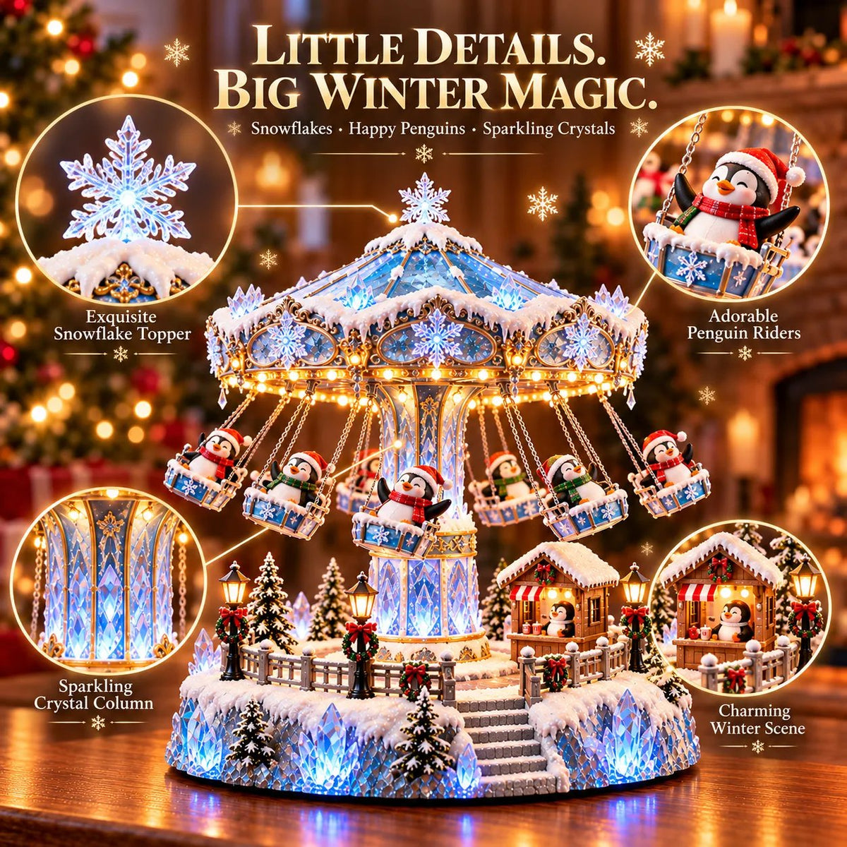 🎄 Kerstaanbieding: 49% korting! 🐧 Pinguïn Winter Swing Carnival – Draaiende kerstdecoratie met lichtjes ❄️✨