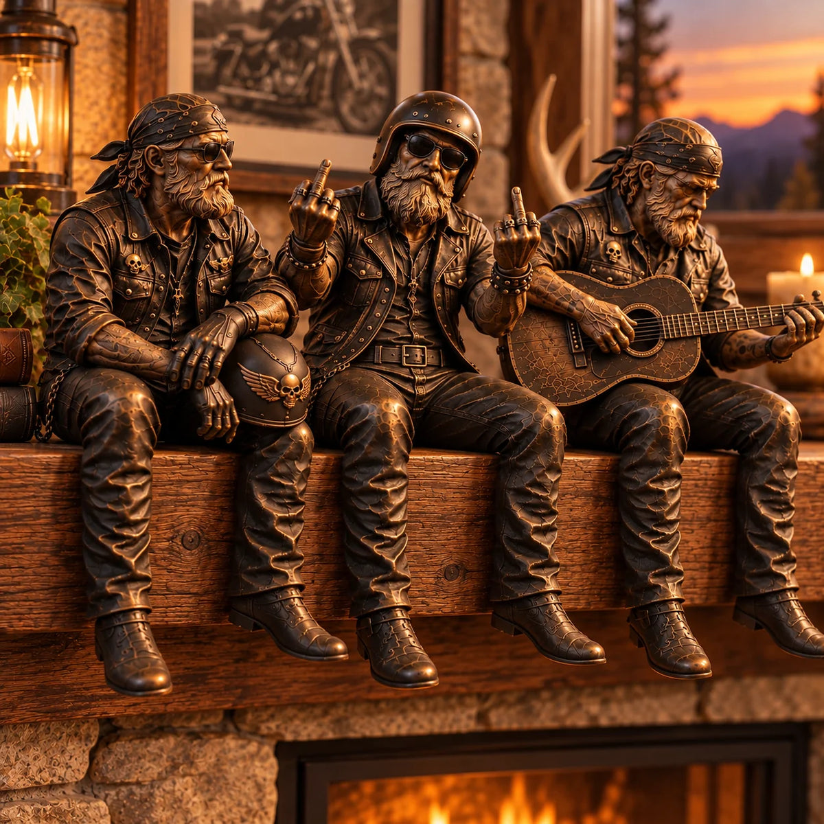 🔥HOT SALE-Old Biker Soul Shelf Sitter Collection – Rustic Motorcycle Rider Figurines For Men