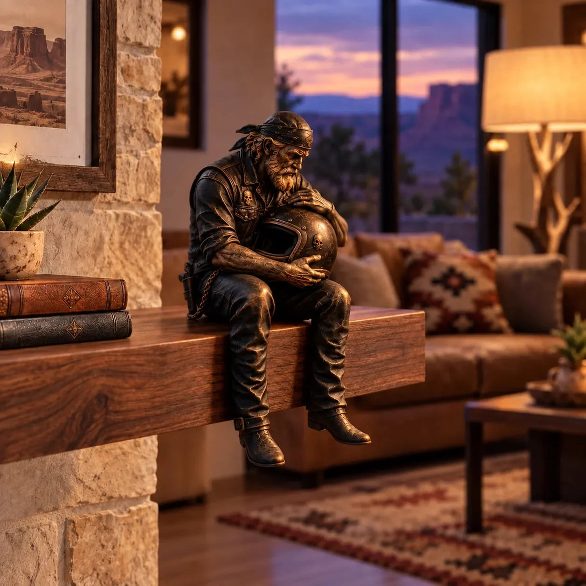 🔥HOT SALE-Old Biker Soul Shelf Sitter Collection – Rustic Motorcycle Rider Figurines For Men