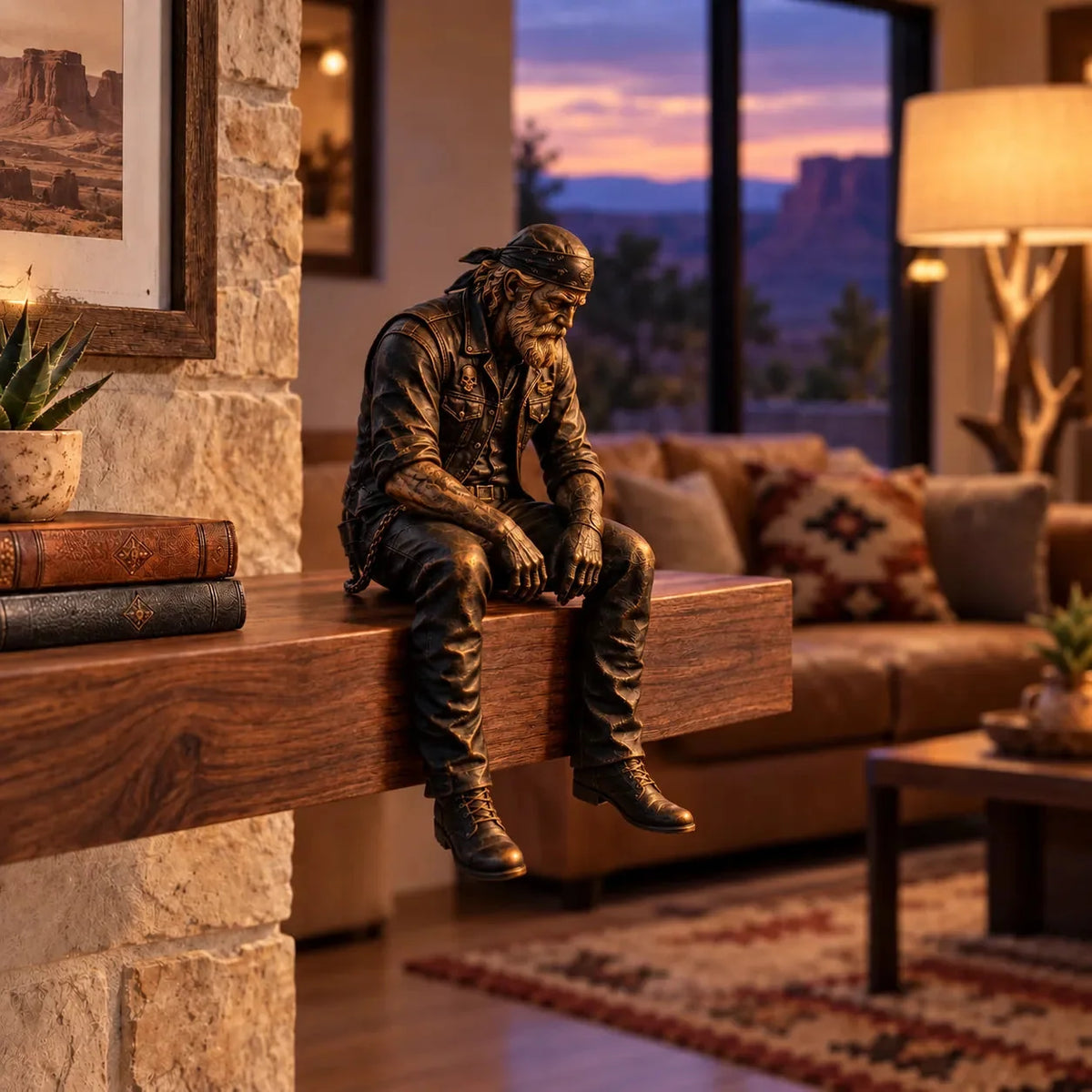 🔥HOT SALE-Old Biker Soul Shelf Sitter Collection – Rustic Motorcycle Rider Figurines For Men