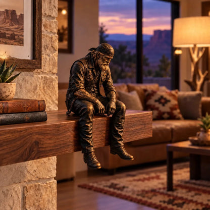 🔥HOT SALE-Old Biker Soul Shelf Sitter Collection – Rustic Motorcycle Rider Figurines For Men