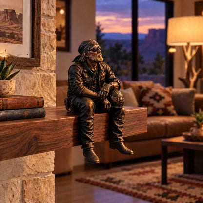 🔥HOT SALE-Old Biker Soul Shelf Sitter Collection – Rustic Motorcycle Rider Figurines For Men