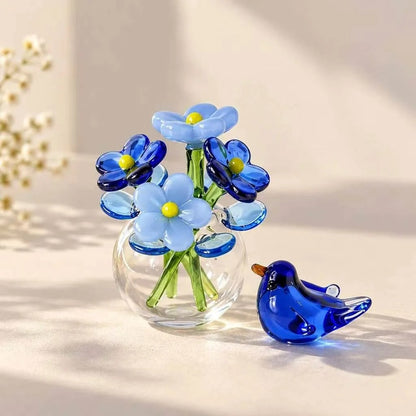 Bird & Bloom Glass Flower Arrangement A Tiny Garden That Never Has To Fade 🌸🐦