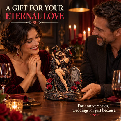 🖤🥀 Till Death Do Us Part – Gothic Witch & Skeleton Lovers Statue