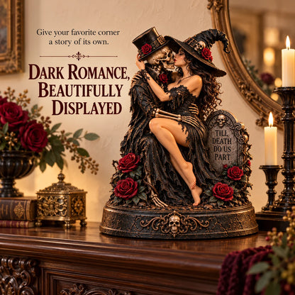 🖤🥀 Till Death Do Us Part – Gothic Witch & Skeleton Lovers Statue