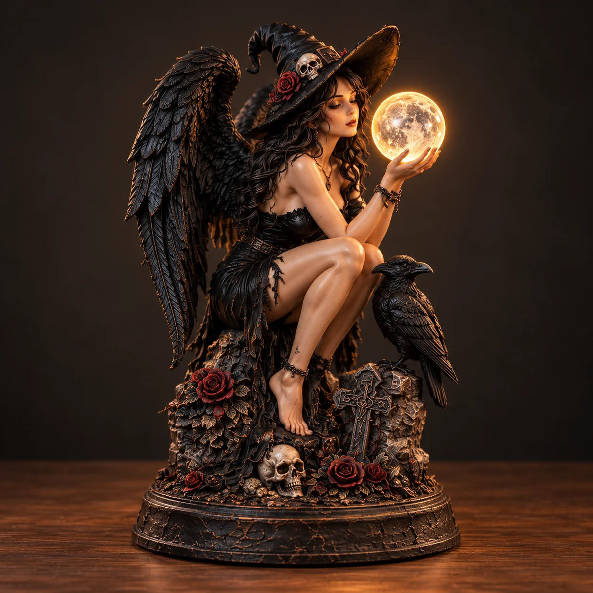 🖤🥀 Till Death Do Us Part – Gothic Witch & Skeleton Lovers Statue