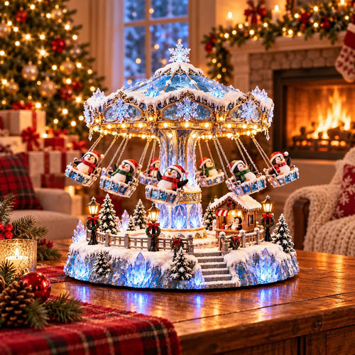 🎄 Kerstaanbieding: 49% korting! 🐧 Pinguïn Winter Swing Carnival – Draaiende kerstdecoratie met lichtjes ❄️✨