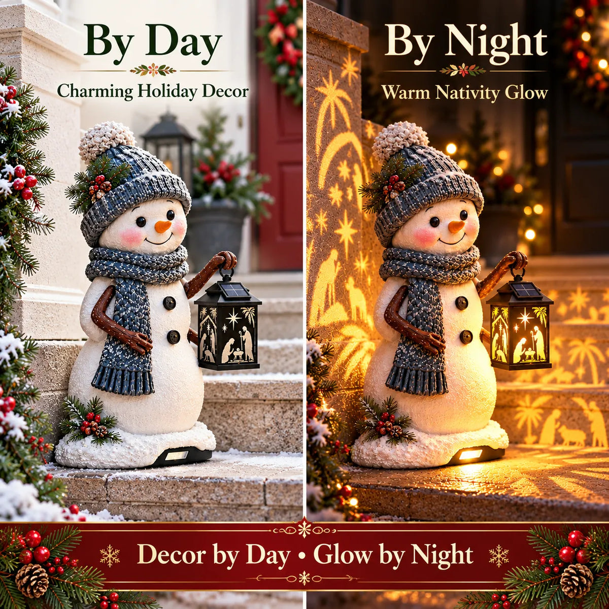 🔥HOT-⛄✨ Snowman Nativity Glow™ – Solar Christmas Step Light with Holy Family Projection 🎄✝️