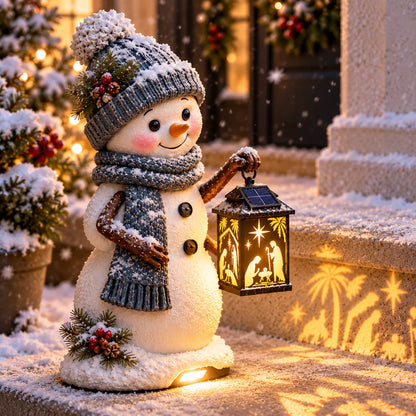 🔥HOT-⛄✨ Snowman Nativity Glow™ – Solar Christmas Step Light with Holy Family Projection 🎄✝️