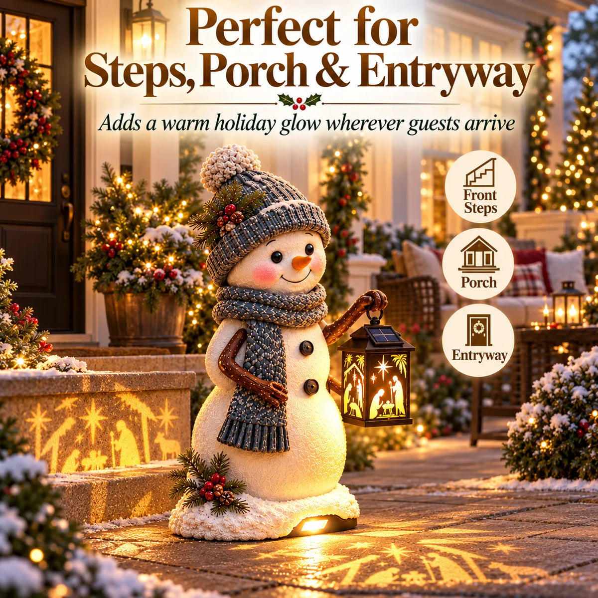🔥HOT-⛄✨ Snowman Nativity Glow™ – Solar Christmas Step Light with Holy Family Projection 🎄✝️