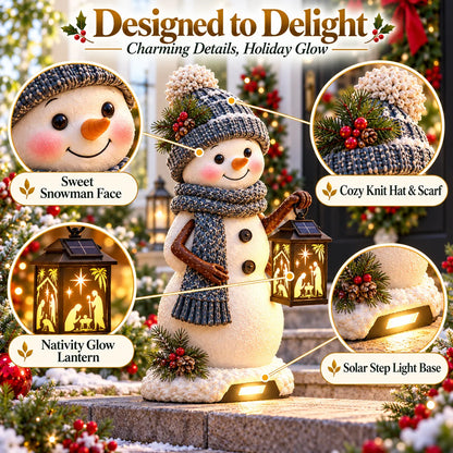 🔥HOT-⛄✨ Snowman Nativity Glow™ – Solar Christmas Step Light with Holy Family Projection 🎄✝️