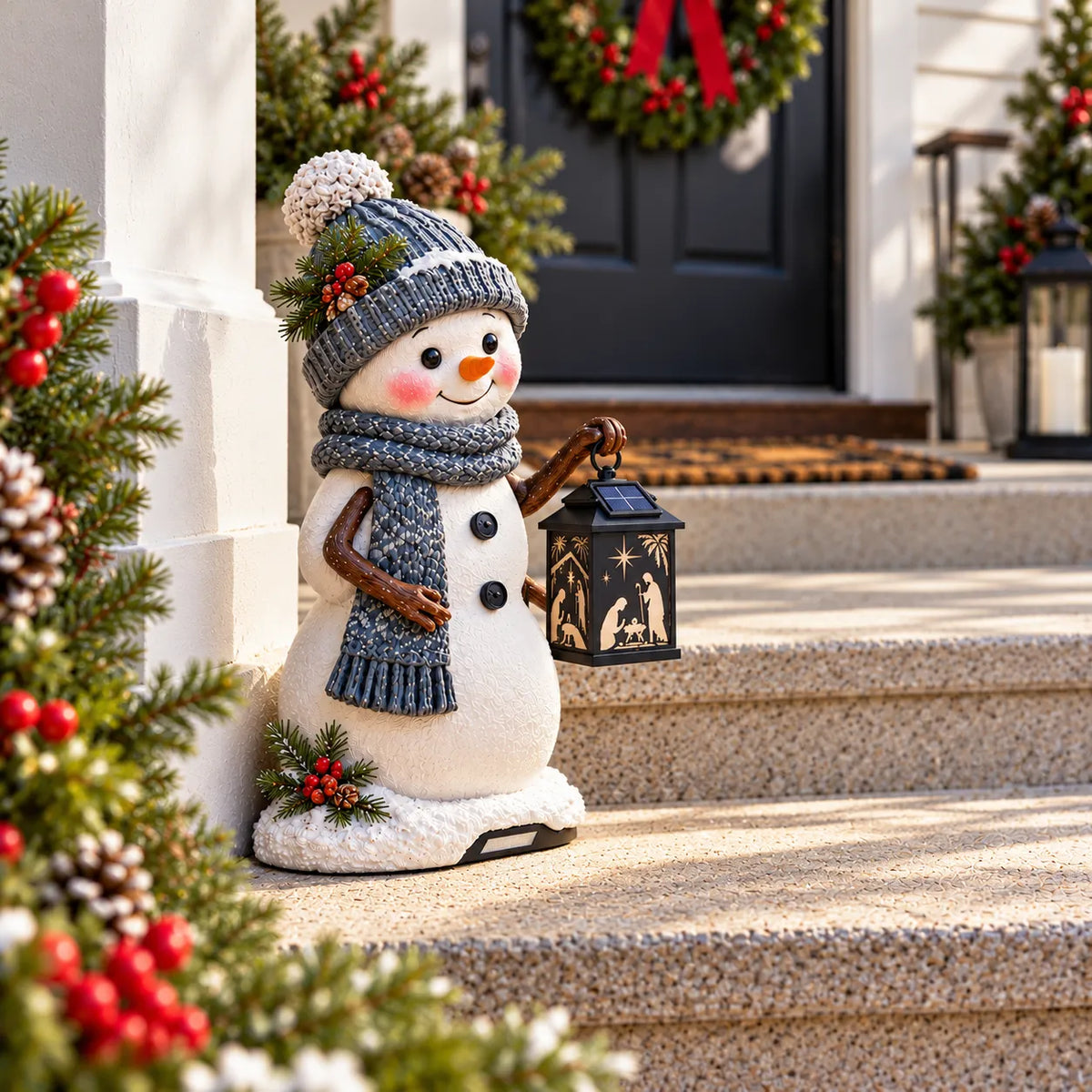 🔥HOT-⛄✨ Snowman Nativity Glow™ – Solar Christmas Step Light with Holy Family Projection 🎄✝️