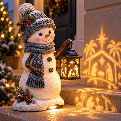 🔥HOT-⛄✨ Snowman Nativity Glow™ – Solar Christmas Step Light with Holy Family Projection 🎄✝️