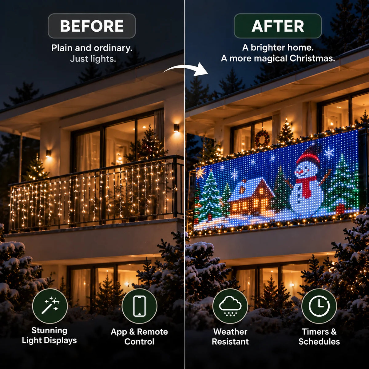 Animated Christmas LED Curtain Lights  A Window Full of Christmas 🎄✨