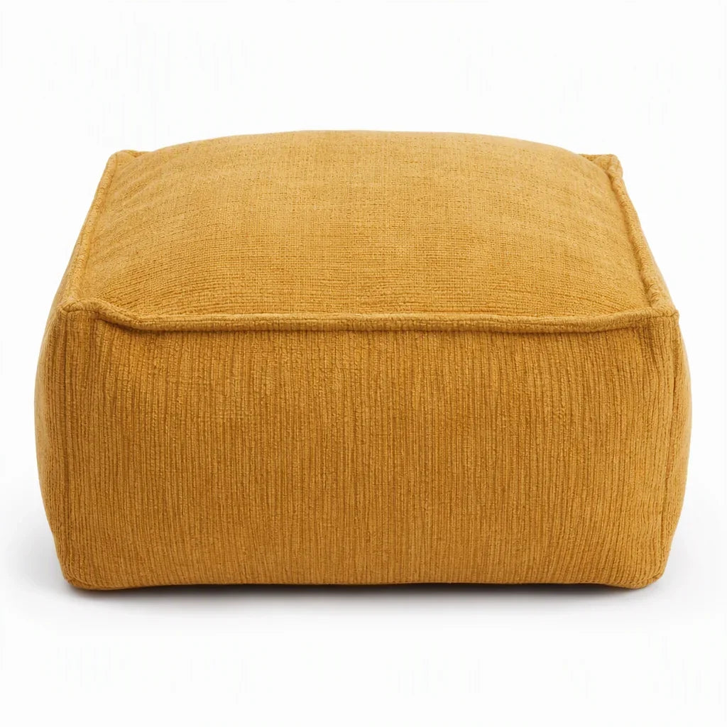 Unstuffed Square Pouf Cover | Storage Ottoman Slipcover for Living Room, Bedroom & Clothes Storage, Washable 45x45x23cm