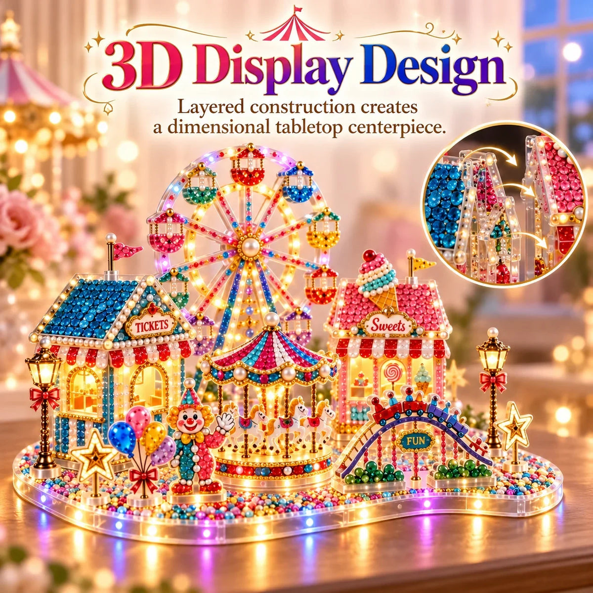 DIY 3D Crystal Art Kit with LED Lighting – Sparkling Miniature Scenes to Create Yourself