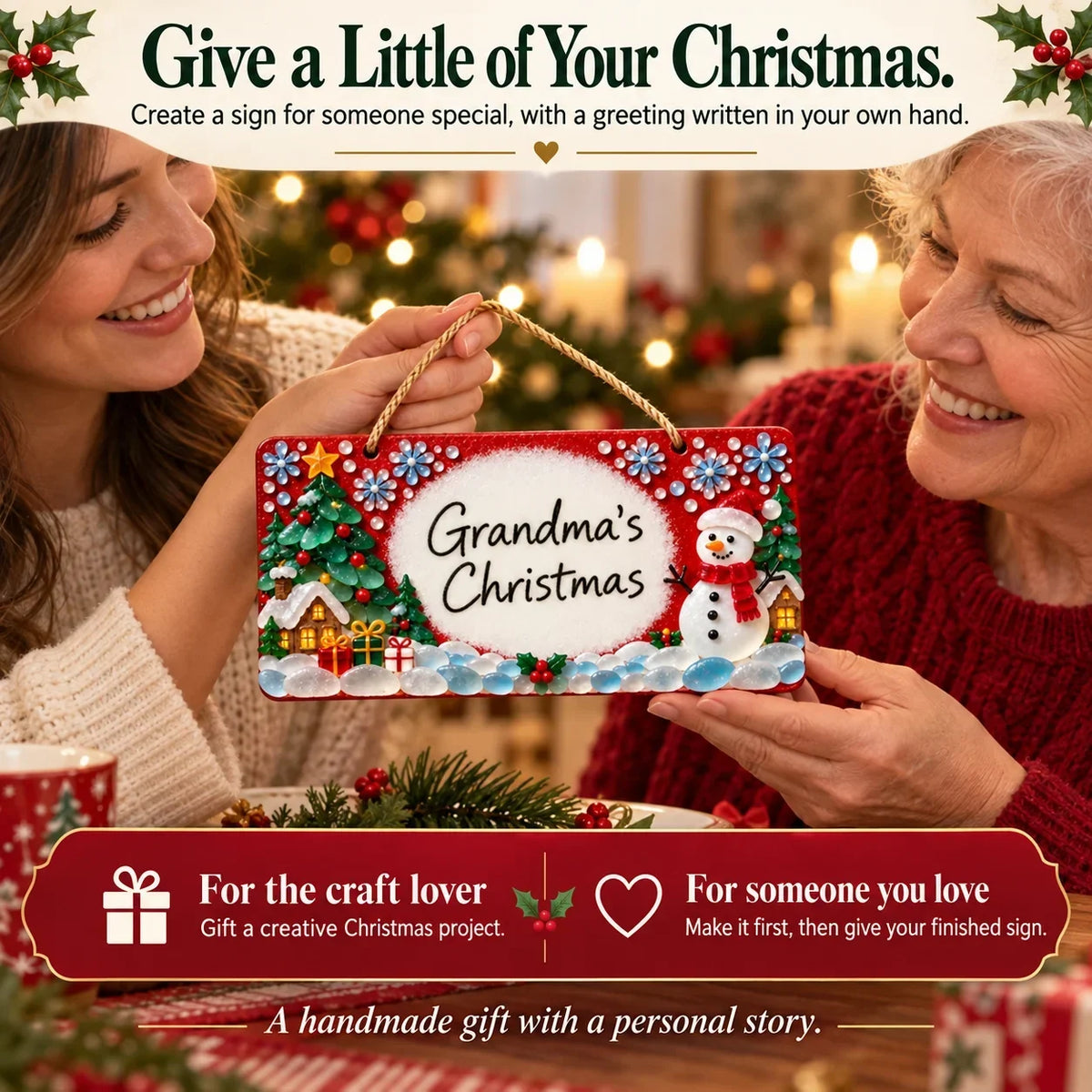 ⏳ Last Day 49% OFF – 🎄 Beginner-Friendly DIY Sea Glass Christmas Hanging Sign Kit | 8 Festive Designs with Handwritten Personalization ✍️