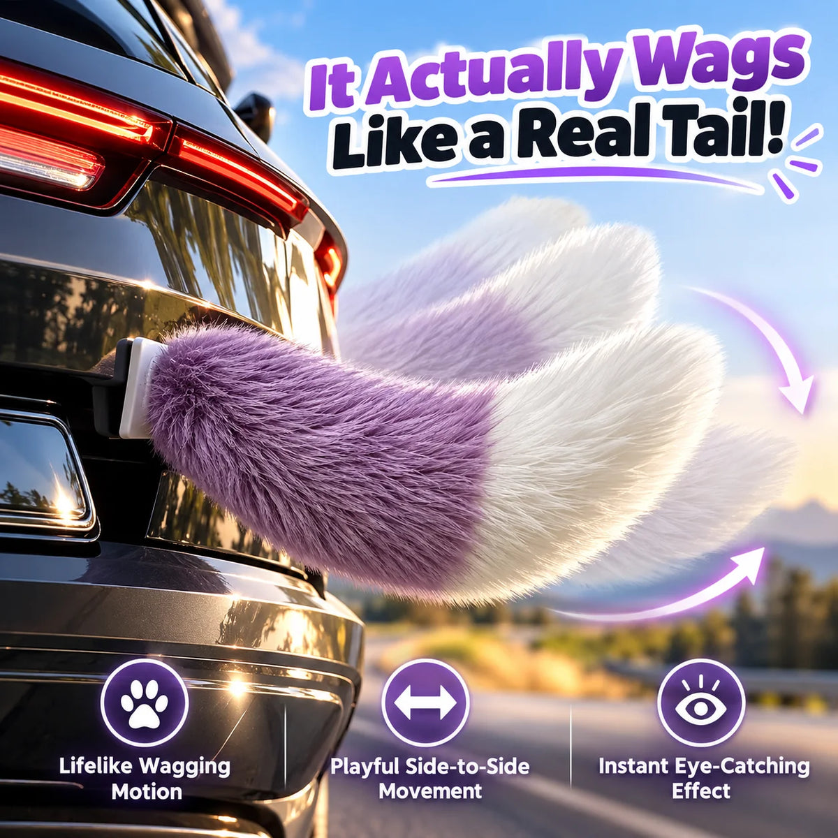 🐾 Remote Control Moving Car Tail – Usb Rechargeable Fluffy Vehicle Decoration
