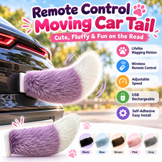 🐾 Remote Control Moving Car Tail – Usb Rechargeable Fluffy Vehicle Decoration