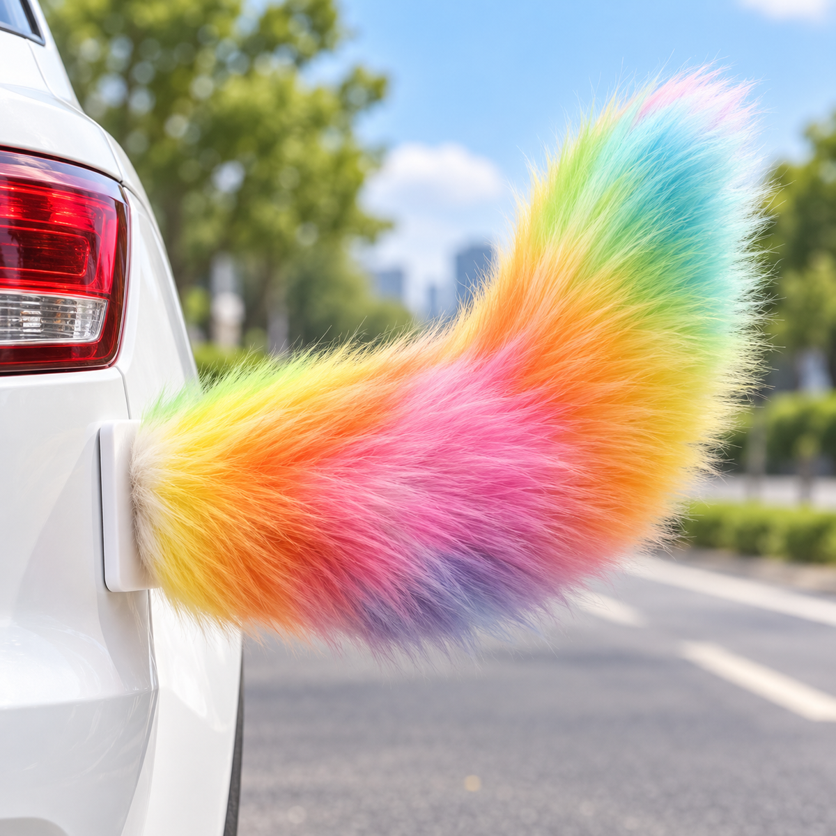 🐾 Remote Control Moving Car Tail – Usb Rechargeable Fluffy Vehicle Decoration