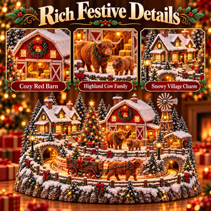 🐮 Highland Cow Christmas Farm Village – Animated Holiday Scene