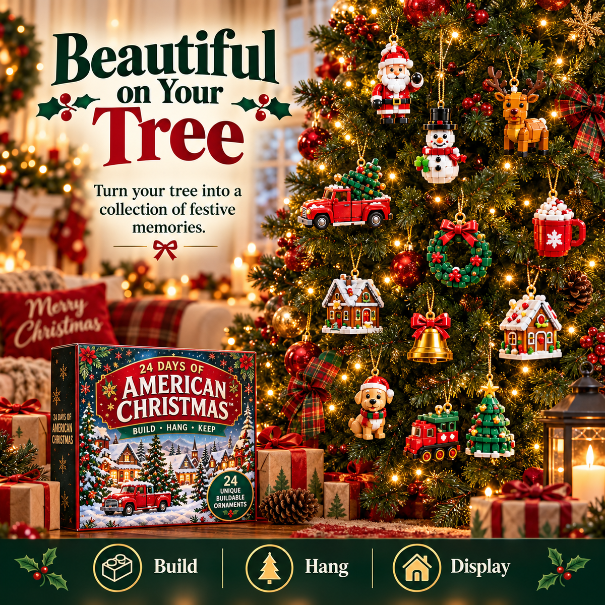 24 Days of American Christmas Advent Calendar – 24 Mini Christmas Toy Ornaments
