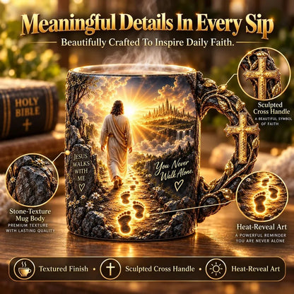 🔥 Last Day 49% OFF - 🔥✝️ Jesus Walks With Me™ – Heat-Reveal Faith Mug | You Are Never Alone