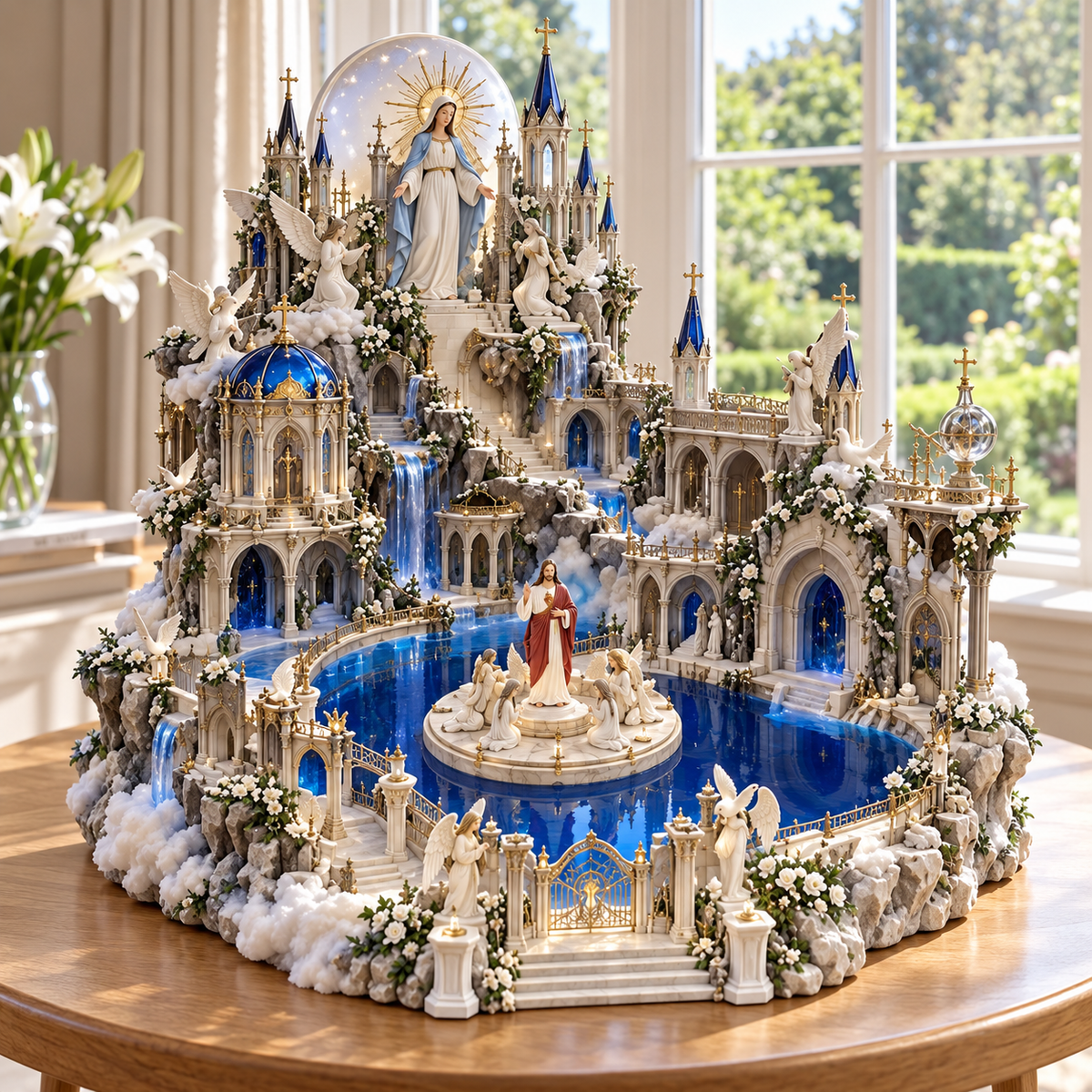 Illuminated Heavenly Castle | Religious Tabletop Décor