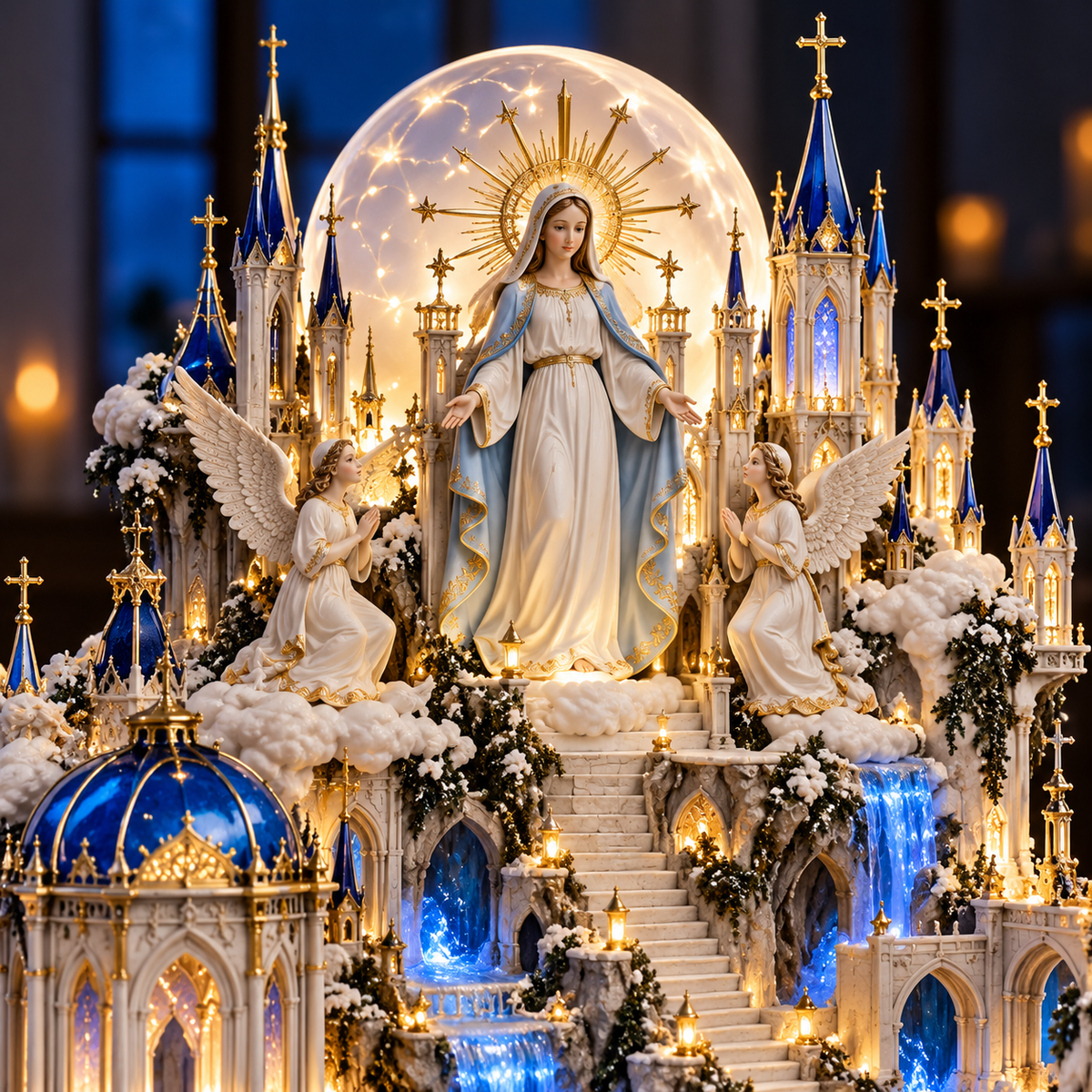 Illuminated Heavenly Castle | Religious Tabletop Décor