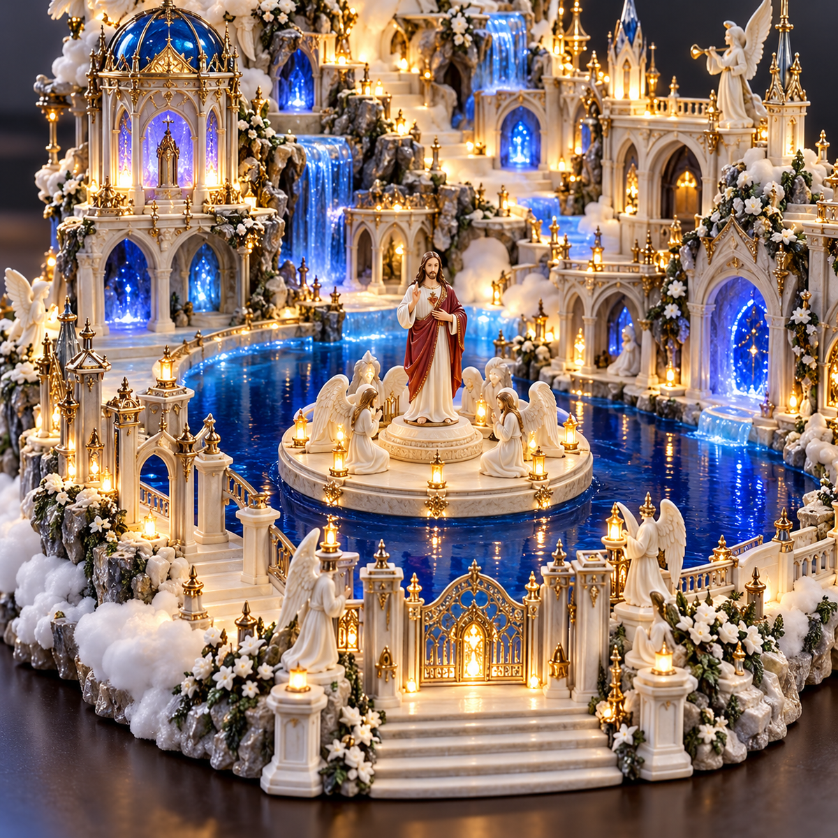 Illuminated Heavenly Castle | Religious Tabletop Décor