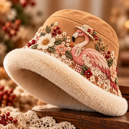 🌸 Women’s Cozy Plush-Lined Winter Bucket Hat – Floral & Animal Designs