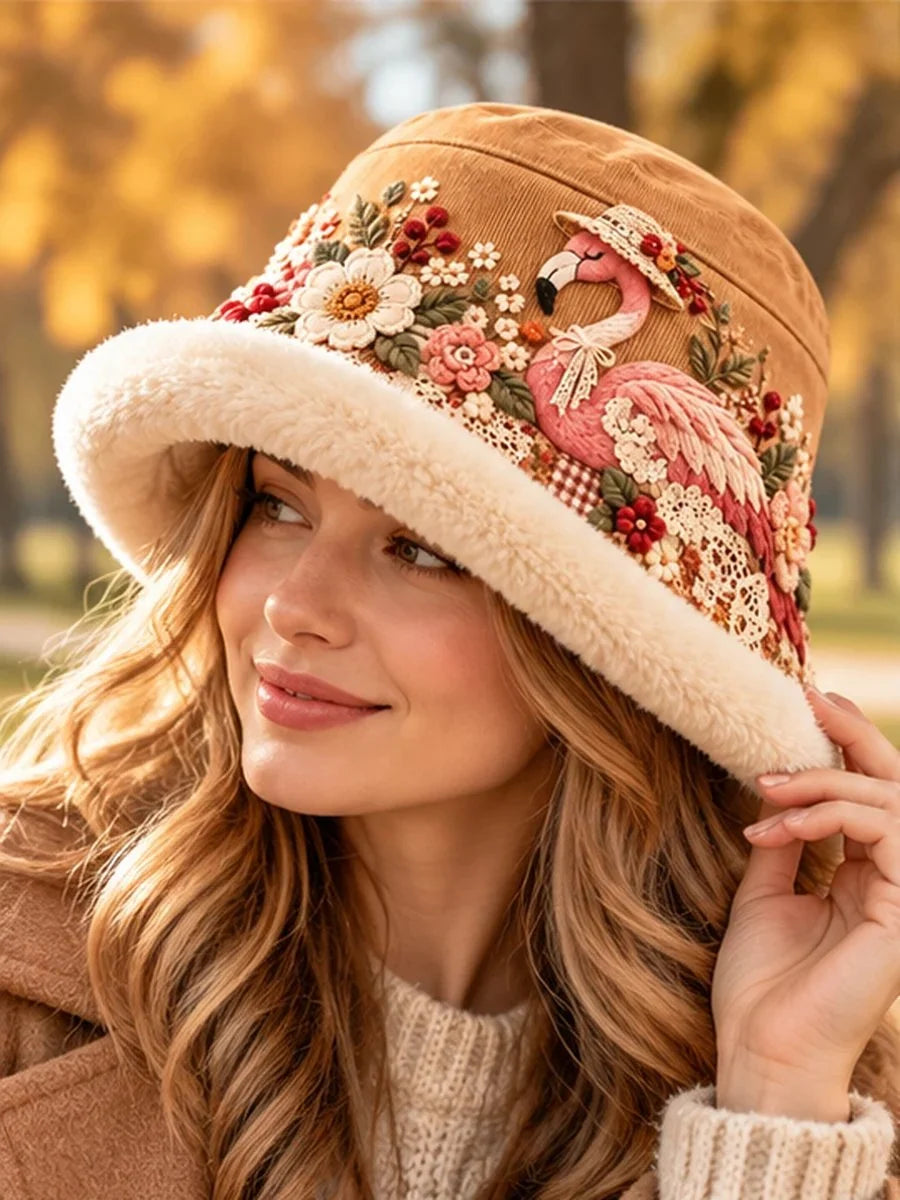 🌸 Women’s Cozy Plush-Lined Winter Bucket Hat – Floral & Animal Designs