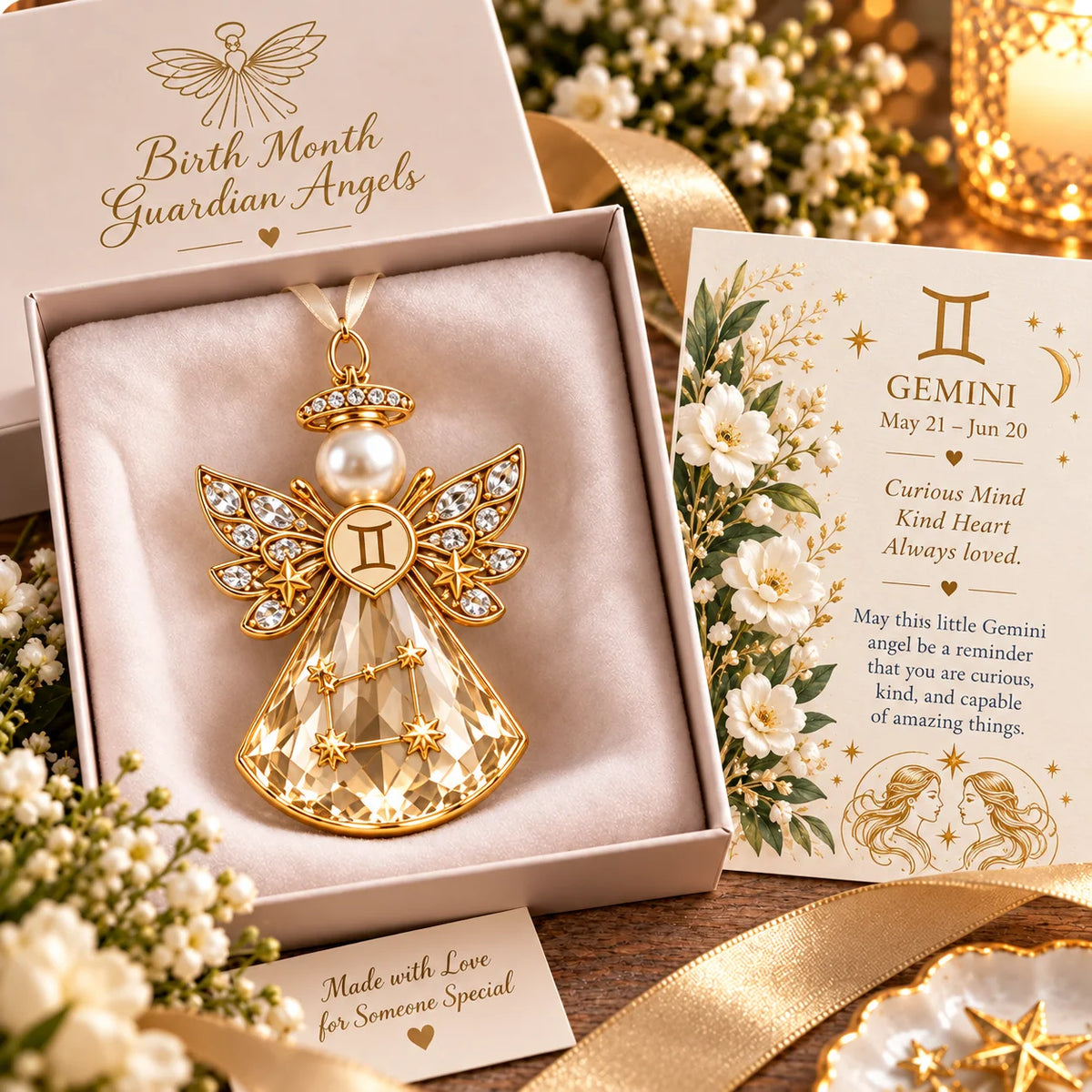 💎👼Christmas Zodiac Birthstone Guardian Angel Card