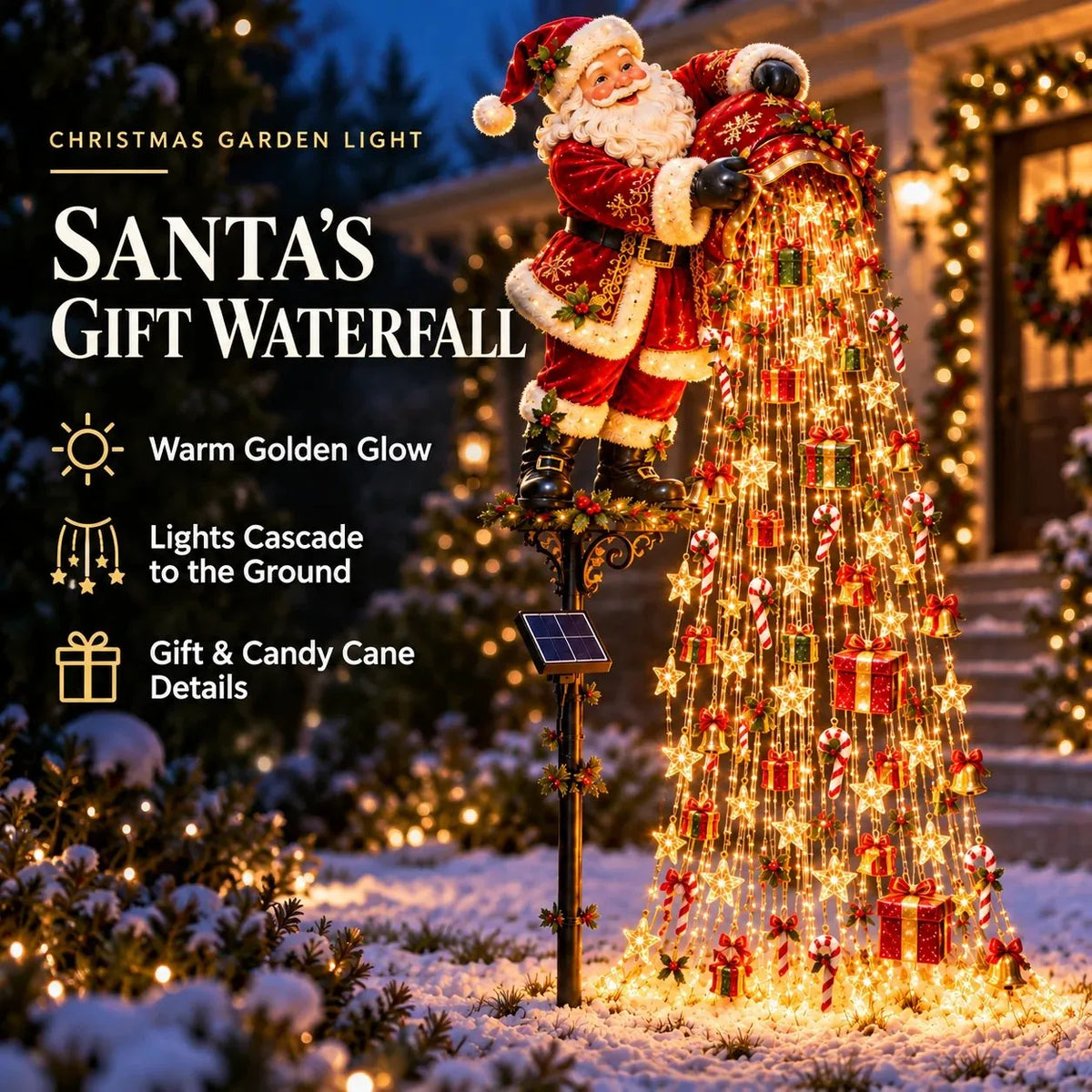 🎄 Festive Star-Light Cascade – Solar-Powered LED Garden Stakes
