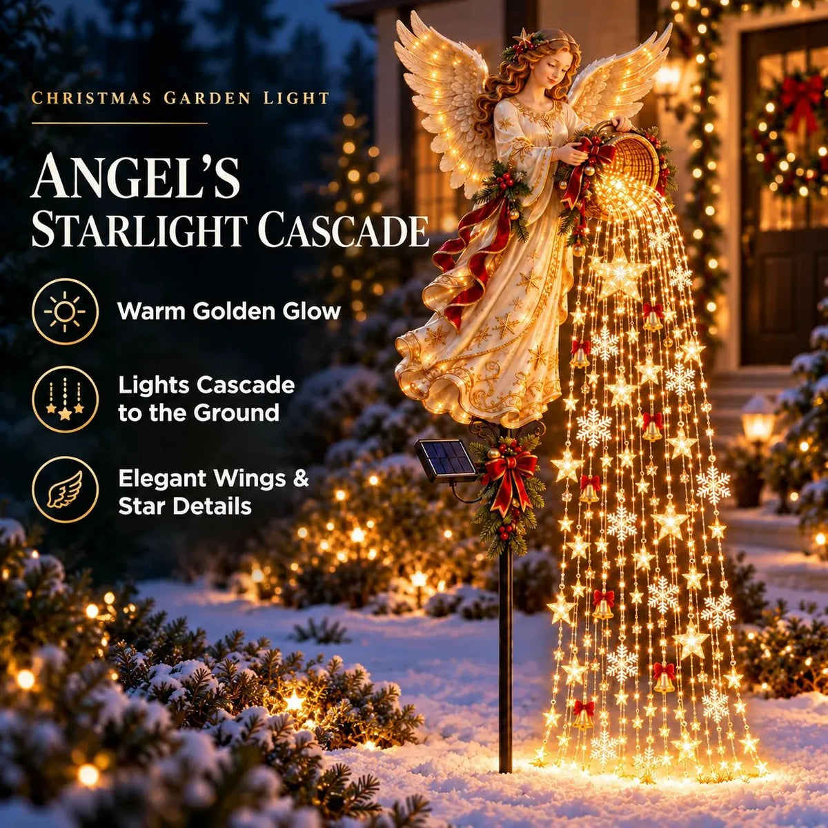 🎄 Festive Star-Light Cascade – Solar-Powered LED Garden Stakes
