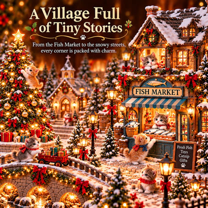 🐱🎄 Christmas Cat Village™ – Lighted Holiday Town for Cat Lovers