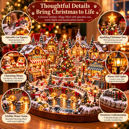 🐱🎄 Christmas Cat Village™ – Lighted Holiday Town for Cat Lovers