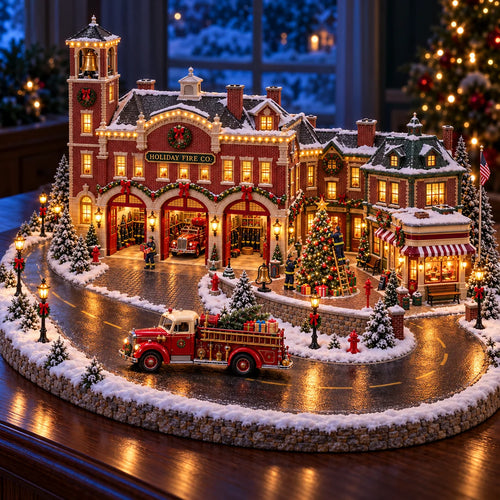 Christmas Fire Rescue Village 🚒🎄 – Lighted Holiday Scene Featuring Festive Firefighters 🚒✨