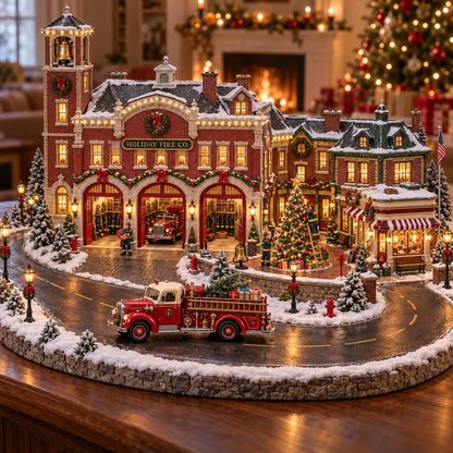 Christmas Fire Rescue Village 🚒🎄 – Lighted Holiday Scene Featuring Festive Firefighters 🚒✨