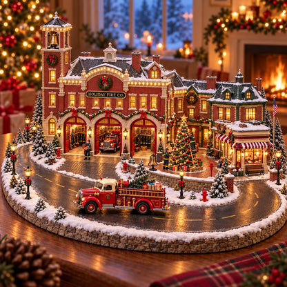 Christmas Fire Rescue Village 🚒🎄 – Lighted Holiday Scene Featuring Festive Firefighters 🚒✨