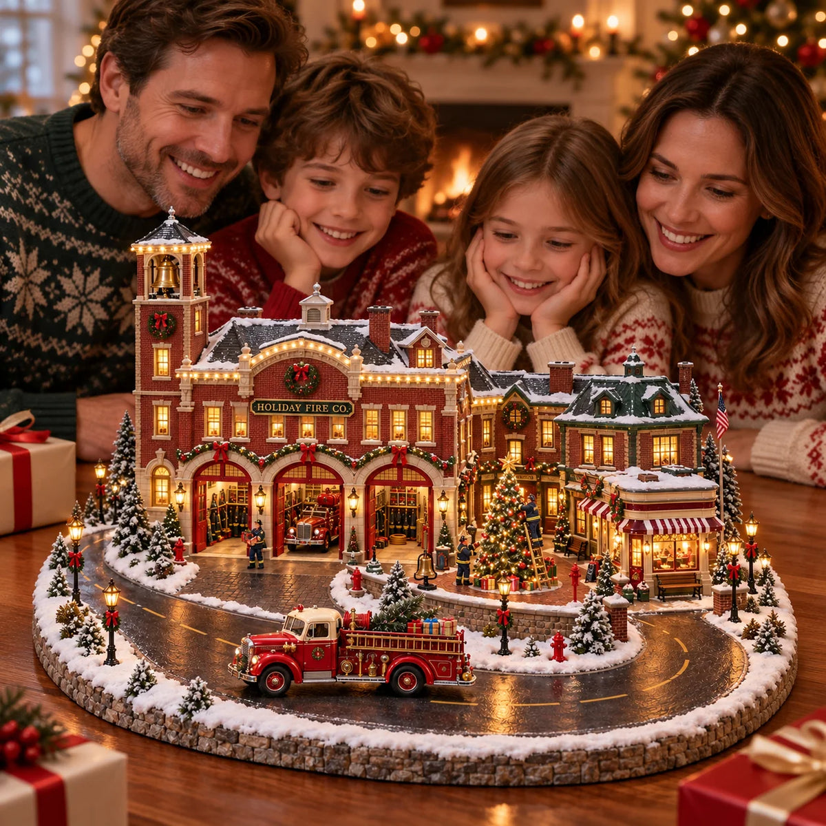 Christmas Fire Rescue Village 🚒🎄 – Lighted Holiday Scene Featuring Festive Firefighters 🚒✨