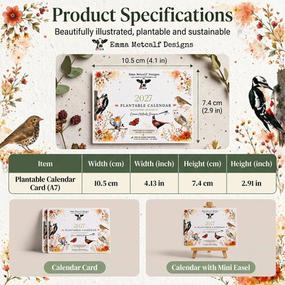 🌱Plantable Wildflower Calendar 2027 – Seed Paper Desk Calendar🌸