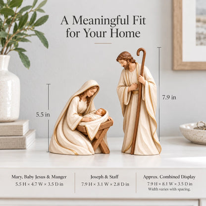 The First Christmas — Ivory & Gold Holy Family Nativity Set